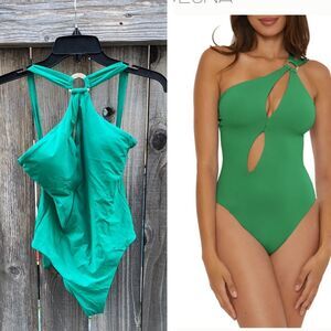 SOLUNA SWIM TAHITI ASYMMETRIC ONE PIECE SWIMSUIT SIZE SMALL
